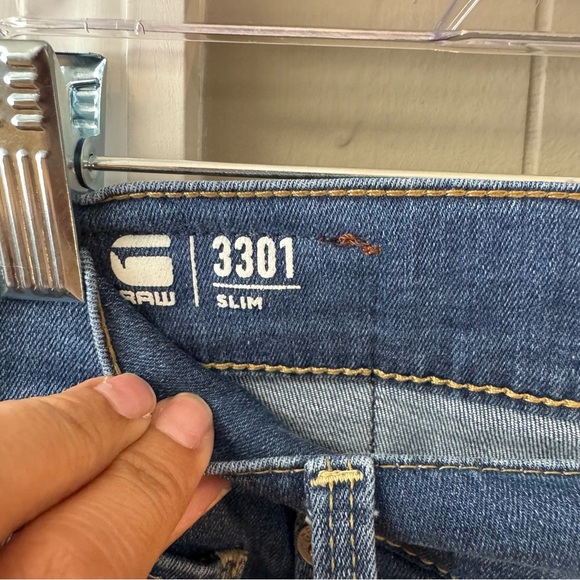 G-Star 3301 Slim Jeans Size 30x30 (30x29) Medium Wash Straight Leg Button Fly - Picture 5 of 11